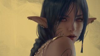 Fantasy elf woman tattoo necklace - art station free wallpaper