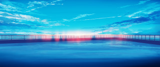 Sunset pool fence clouds blue - beeple free wallpaper