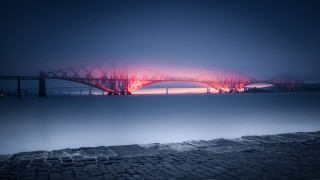 Bridge water red light matte - a bridge free wallpaper