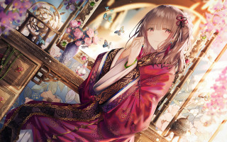 Pink dress mirror butterfly kimono - a pink dress free wallpaper