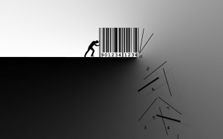 Barcode man hill illustration gradient - neoism free wallpaper