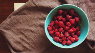 Raspberries napkin table stilllife food - a table top free wallpaper
