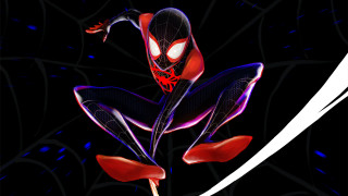 Spiderman jumping glowing face sots - his leg free wallpaper