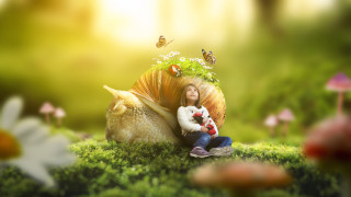 Little girl snail stuffed animal - a snail free wallpaper