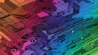 Colorful chip pattern vaporwave bridge - a black outline free wallpaper