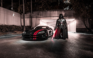Car darthvader parkinglot night cobra - war free wallpaper