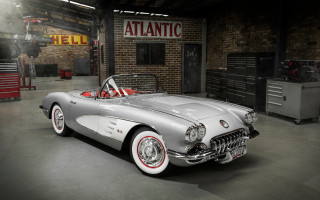Silver car garage brick wall - a silver car free wallpaper