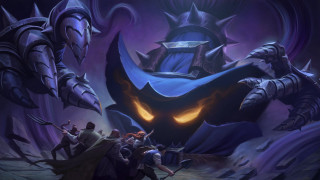 Demon giant head surrounded monsters - a painting of a demon free wallpaper