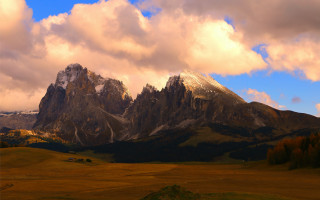 Mountain range clouds field trees - carlo carlone free wallpaper