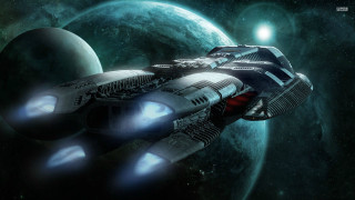 Spaceship planet light side light - sci fi free wallpaper
