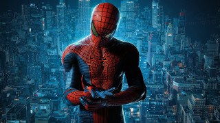 Man spider suit cityscape night 4 - a man in a spider suit free wallpaper
