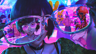 Woman glasses creepy doll neon - other person free wallpaper