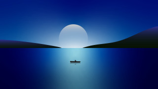 Boat full moon night water 2 - full free wallpaper