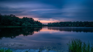 Lake sunset trees clouds impessionist - impressionist free wallpaper