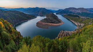 Lake mountains trees evening blue - edi rama free wallpaper