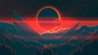 Red blue eclipse mountain sky - filip hodas free wallpaper