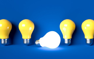 Yellow light bulbs blue background - free light wallpaper