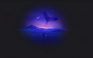 Whale tail purple sky magic - a purple light free wallpaper