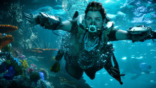 Diving woman camera aqua underwater - a camera free wallpaper