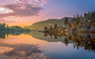 Lake mountain sunset cityscape clouds - cloud and trees free wallpaper