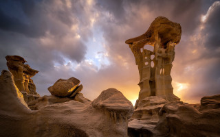 Rock formation sunset clouds mountains - the cloud above free wallpaper