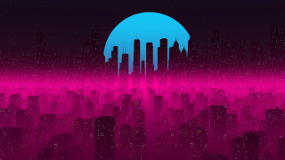 City skyline aurora fireworks moon - sky in the foreground free wallpaper