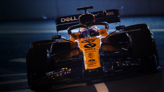 Yellow racecar night street lights - side and a number free wallpaper