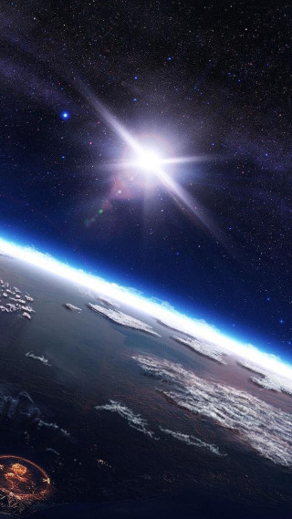 Bright star shining above earth - a bright star free wallpaper