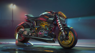 Futuristic motorcycle darkroom spotlight cyberpunk - a futuristic motorcycle free wallpaper