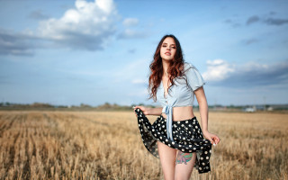 Woman field wheat skirt shirt - a field of wheat free wallpaper