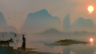 Women horse hill lake mountains - an zhengwen free wallpaper