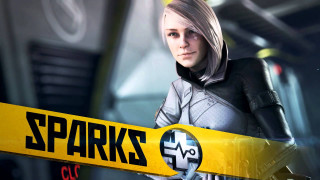 Woman futuristic suit yellow sign - a yellow arrow free wallpaper