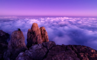 Mountain top clouds dusk purple - a purple sky above free wallpaper