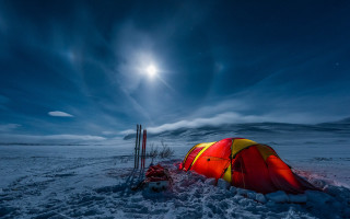 Tent moon snow dog planet - a tent free wallpaper