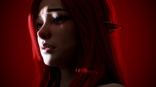 Red haired crying elf portrait - unreal engine 5 free wallpaper