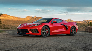 Red sports car mountains clouds 3 - private press free wallpaper for desktop