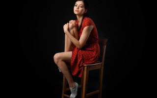 Eszter mattioni red dress chair - figurative art free wallpaper