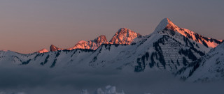 Snowy mountain sky clouds horizon - a few mountain free wallpaper