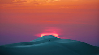Hill sunset pink sky mountain - a red sun free wallpaper