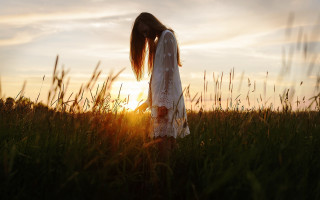 Woman field sunset silhouette standing - elinor proby adams free wallpaper