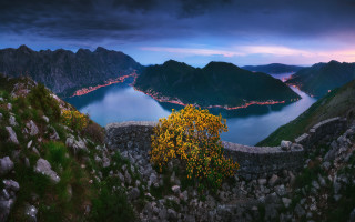 Mountain lake night forest city - a lake and mountains free wallpaper