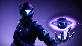 Futuristic man glowing object purple - object free wallpaper