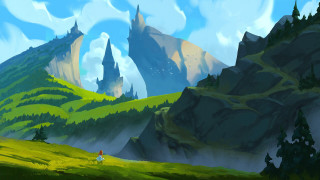Mountain landscape person walking clouds - anton fadeev free wallpaper