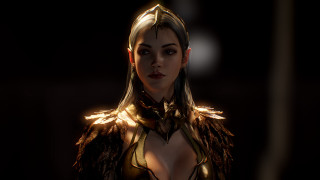 Fantasy woman goldarmor wings blueeyes - cedric peyravernay free wallpaper