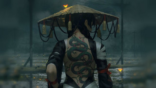 Woman dragon tattoo rain umbrella - conceptart free wallpaper