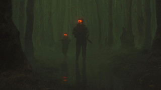 Glowing forest man woman nature - dystopian art free wallpaper