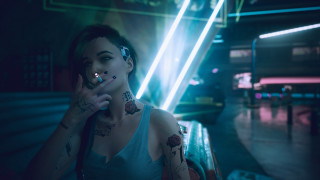 Cyberpunk tattooed woman neon piano - eve ryder free wallpaper