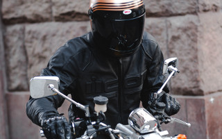 Motorcycle man black leather helmet - a helmet free wallpaper