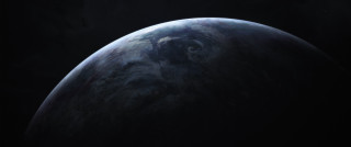 Large blue planet clouds night - redshift free wallpaper