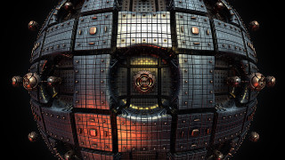 Futuristic sphere metal red light - ray free wallpaper